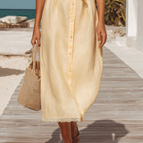 Amalya | Abito Camicia Midi Lino in Giallo Pallido