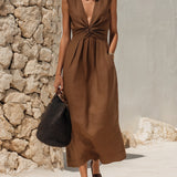 Anera | Abito Midi Lino-Cotone Scollo a V