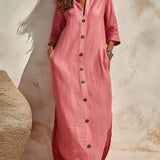 Aurèle | Abito Midi Camicia Colletto Rialzato