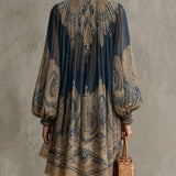 Berenice | Abito Mini Collo Alto Chiffon Barocco
