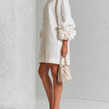 Florisse | Abito Mini Cotone-Lino con Bottoni Floreali