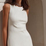 Isola | Abito Mini Rigato in Lino e Chiffon