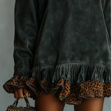 Leopardé Mini | Abito Corto Collo Alto Stampa Animalier