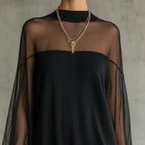 Mirelle | Abito Mini Collo Alto Mesh Trasparente