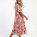 Paisley | Abito Midi Scollo a V Stampa Floreale