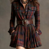 Tamsin | Abito Mini Tartan Con Risvolti