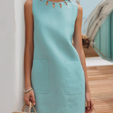 Teal | Abito Smanicato con Cutout al Collo