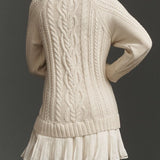 Thalia | Abito Mini Maglia Treccia Avorio