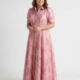 Theodora | Abito Maxi Camicia Floreale Ricamato