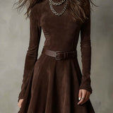 Velora | Abito Mini Collo Alto in Suede