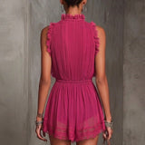 Venetia | Tuta Mini Plissettata Chiffon Pizzo