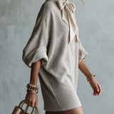 Vesper | Abito Mini Fiocco Seta Collo Alto