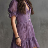 Violet | Abito Mini Chiffon Maniche Palloncino