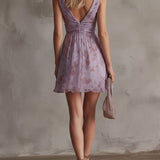 Violetta | Abito Mini Chiffon Fiori Vintage con Volant